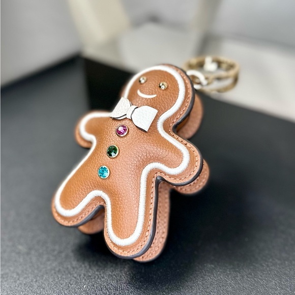 EUC Kate Spade Leather Novelty Gingerbread Key Fob Bag Charm - Picture 3 of 11